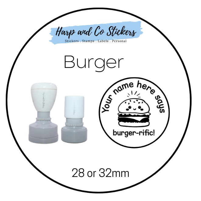 28 or 32mm Personalised Merit Stamp - Burger