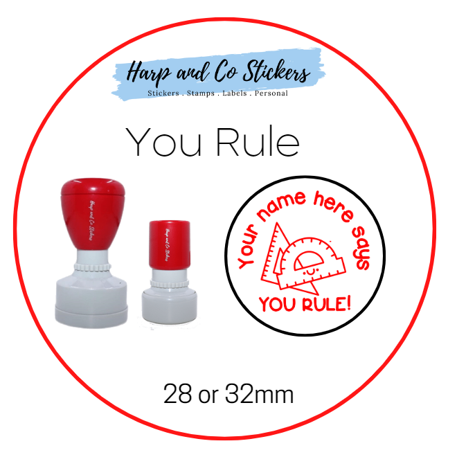 28 or 32mm Personalised Merit Stamp - You Rule