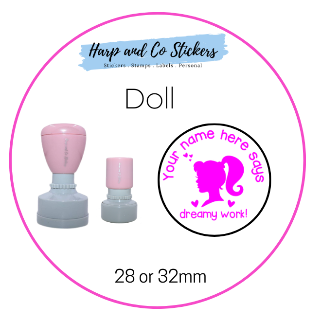 28 or 32mm Personalised Merit Stamp - Doll