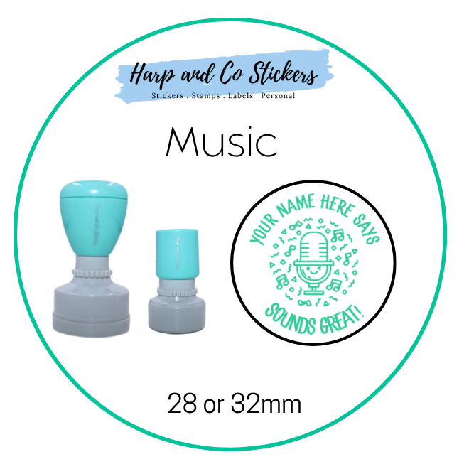 28 or 32mm Personalised Merit Stamp - Music