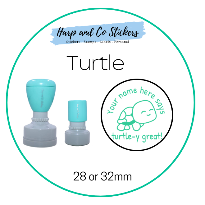 28 or 32mm Personalised Round Stamp - *Turtle* - Great for the classroom!