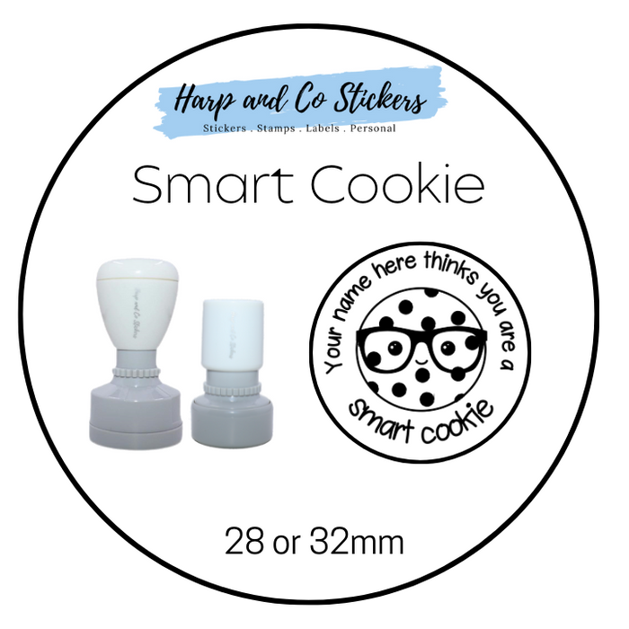 28 or 32mm Personalised Round Stamp - *Smart Cookie* - Great for the classroom!