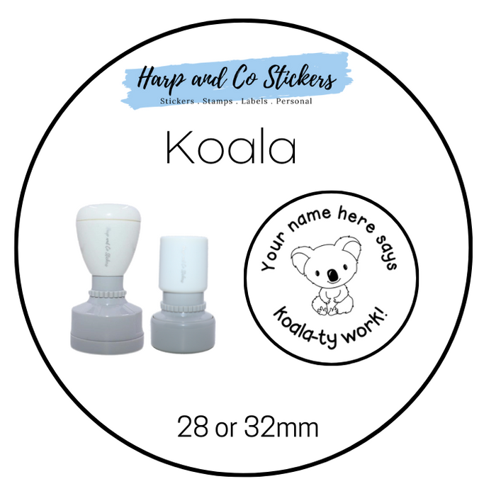 28 or 32mm Personalised Merit Stamp - *Koala* - Great for the classroom!