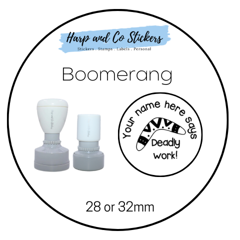 28 or 32mm Personalised Round Stamp - *Boomerang* - Great for the classroom!