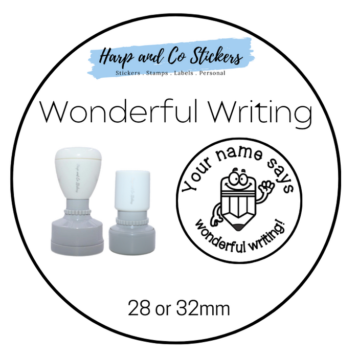 28 or 32mm Personalised Merit Stamp - *Wonderful Writing* - Great for the classroom!
