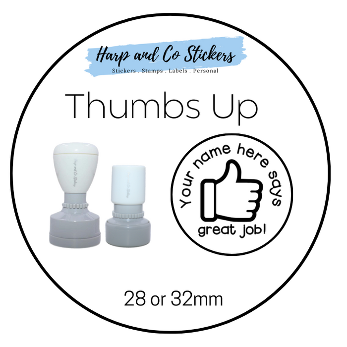 28 or 32mm Personalised Merit Stamp - *Thumbs Up* - Great for the classroom!