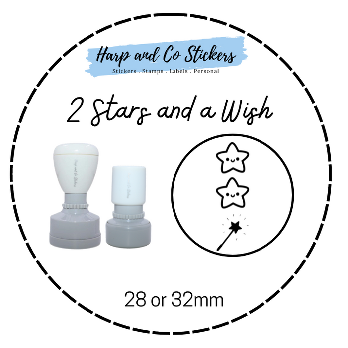 28 or 32mm Round Stamp - 2 Stars and a Wish