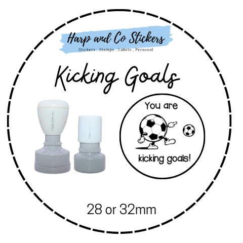 28 or 32mm Round Stamp - Kicking Goals