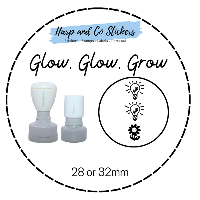 28 or 32mm Round Stamp - Glow Glow Grow