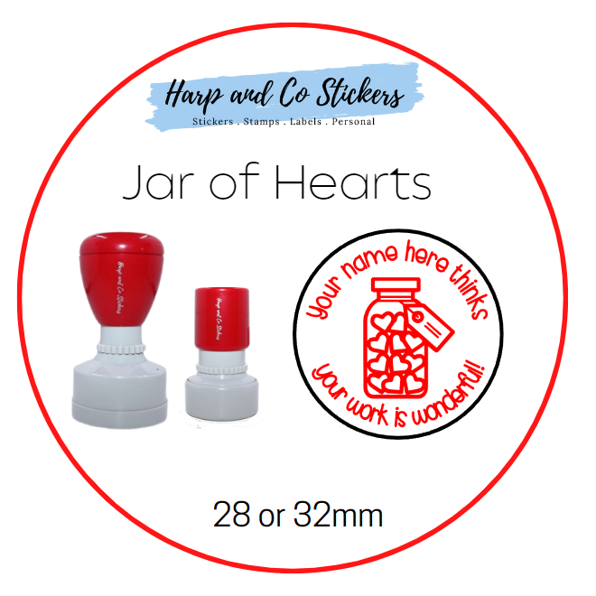 28 or 32mm Personalised Merit Stamp -Jar of Hearts