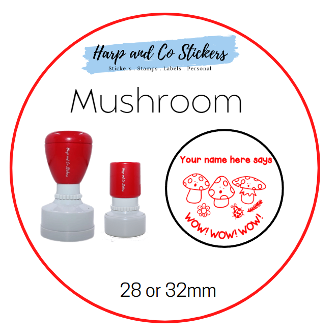 28 or 32mm Personalised Merit Stamp - Mushroom