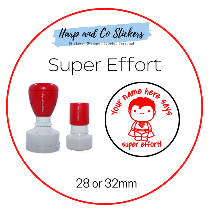 28 or 32mm Personalised Merit Stamp - *Super Effort!* - Great for the classroom!