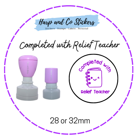 28 or 32mm Round Stamp - Completed with Relief Teacher