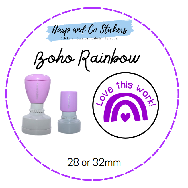 28 or 32mm Round Stamp - Boho Rainbow