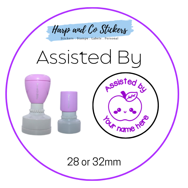 28 or 32mm Personalised Merit Stamp - Assisted By