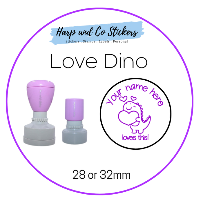 28 or 32mm Personalised Merit Stamp -Love Dino