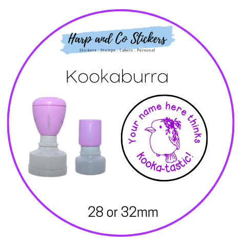 28 or 32mm Personalised Round Stamp - *Kookaburra* - Great for the classroom!