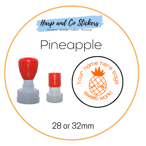 28 or 32mm Personalised Round Stamp - *Pineapple* - Great for the classroom!