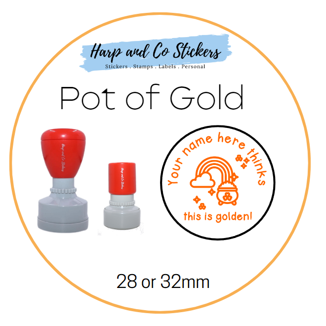 28 or 32mm Personalised Merit Stamp -Pot of Gold