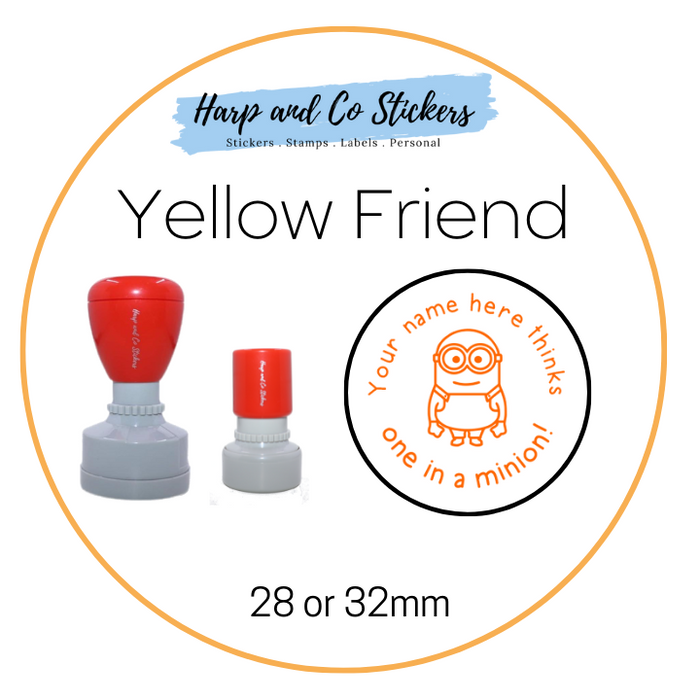 28 or 32mm Personalised Merit Stamp - *Yellow Friend* - Great for the classroom!