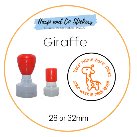28 or 32mm Personalised Round Stamp - Giraffe