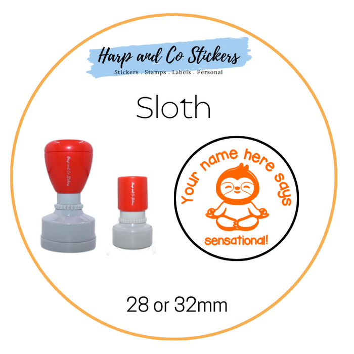 28 or 32mm Personalised Round Stamp - *Sloth* - Great for the classroom!