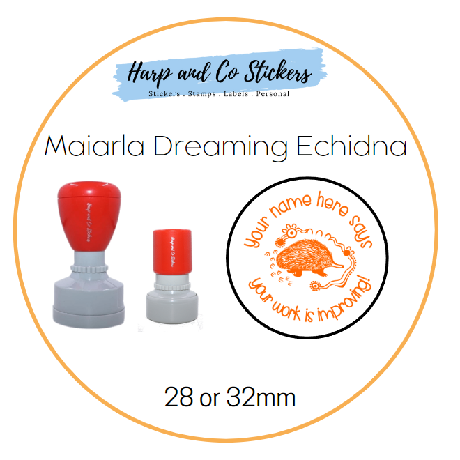 28 or 32mm Personalised Merit Stamp - Maiarla Dreaming Echidna