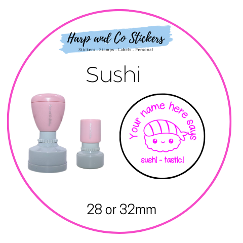 28 or 32mm Personalised Round Stamp - Sushi