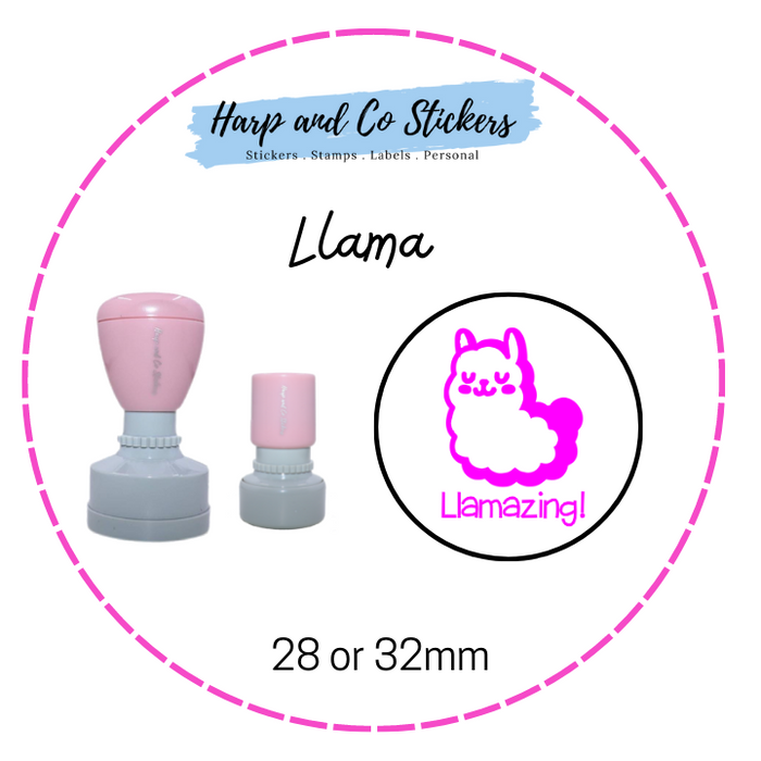 28 or 32mm Round Stamp - Llama