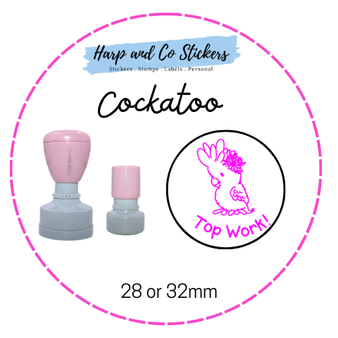 28 or 32mm Round Stamp - Cockatoo