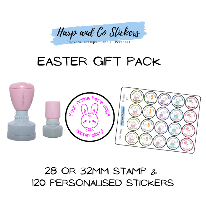 Gift Pack 28 or 32mm Stamp + 120 Stickers - Easter