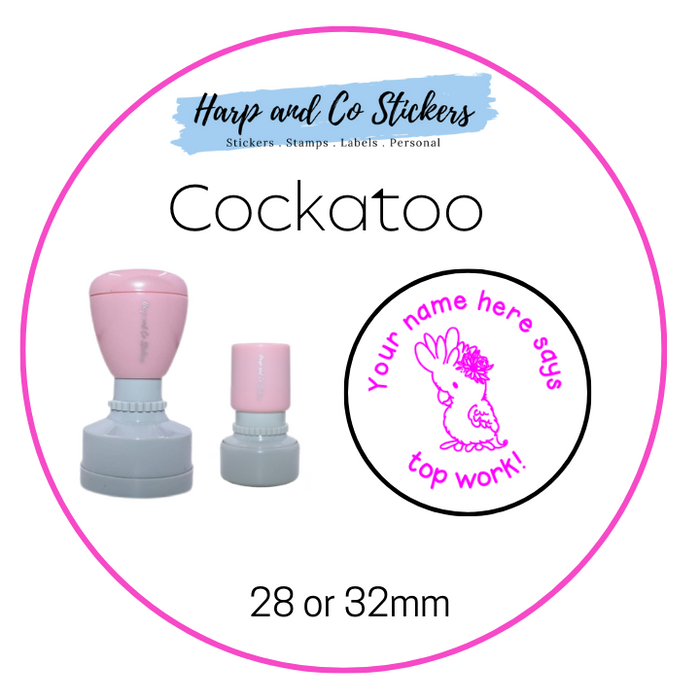 28 or 32mm Personalised Merit Stamp - *Cockatoo* - Great for the classroom!