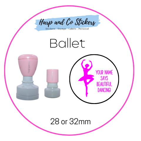 28 or 32mm Personalised Round Stamp - Ballet