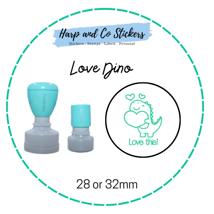 28 or 32mm Round Stamp - Love Dino