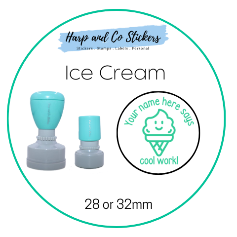 28 or 32mm Personalised Round Stamp - *Ice Cream* - Great for the classroom!