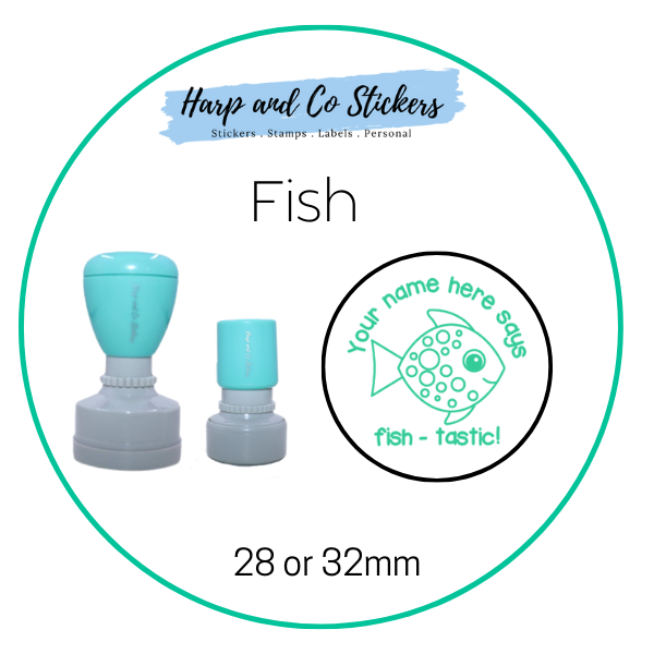28 or 32mm Personalised Round Stamp - Fish