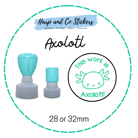 28 or 32mm Round Stamp - Axolotl