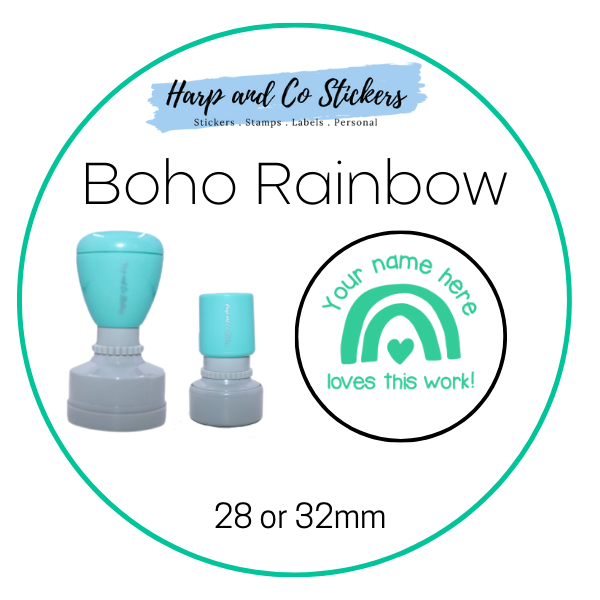 28 or 32mm Personalised Merit Stamp - Boho Rainbow