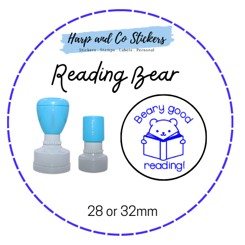 28 or 32mm Round Stamp - Reading Bear
