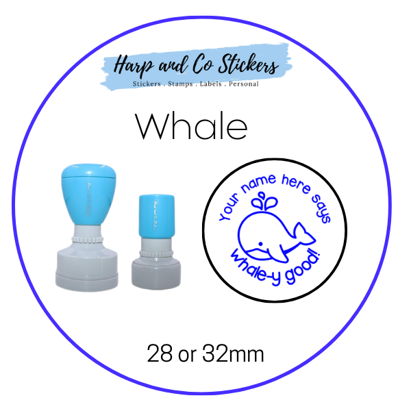 28 or 32mm Personalised Round Stamp - Whale