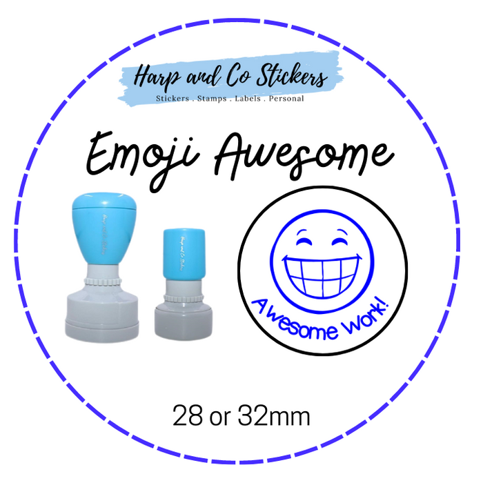 28 or 32mm Round Stamp - Emoji Awesome Merit