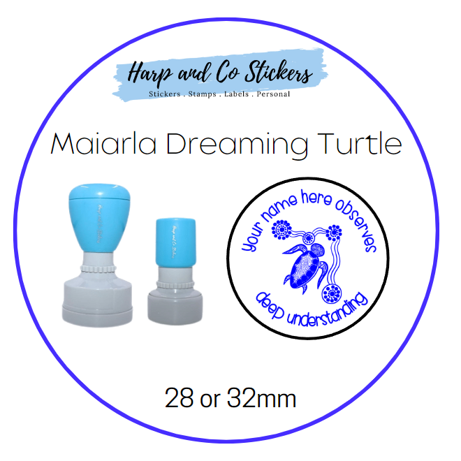 28 or 32mm Personalised Merit Stamp -Maiarla Dreaming Turtle