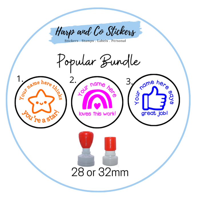28 or 32mm Personalised Stamp Bundle - 3 Popular Stamps