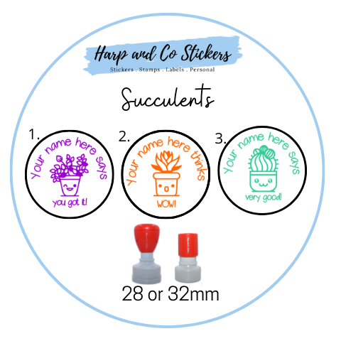 28 or 32mm Personalised Stamp Bundle - 3 Succulents stamps