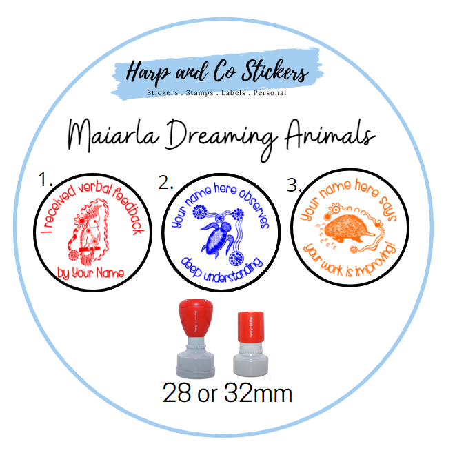 28 or 32mm Personalised Stamp Bundle - 3 Maiarla Dreaming Animals Stamps