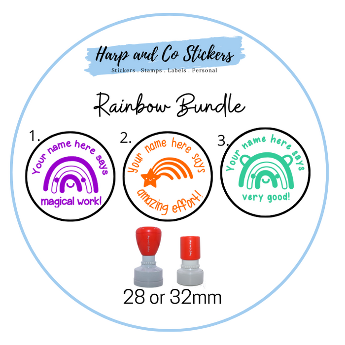 28 or 32mm Personalised Stamp Bundle - 3 Rainbow stamps