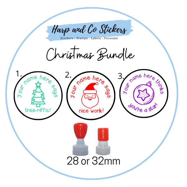 28 or 32mm Personalised Stamp Bundle - 3 Christmas Stamps