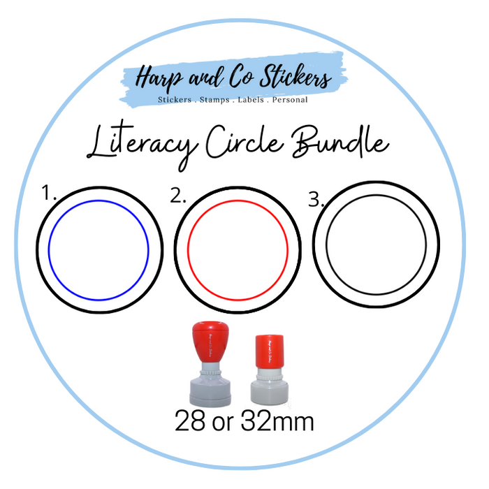 28 or 32mm Stamp Bundle - 3 Literacy Circle Stamps