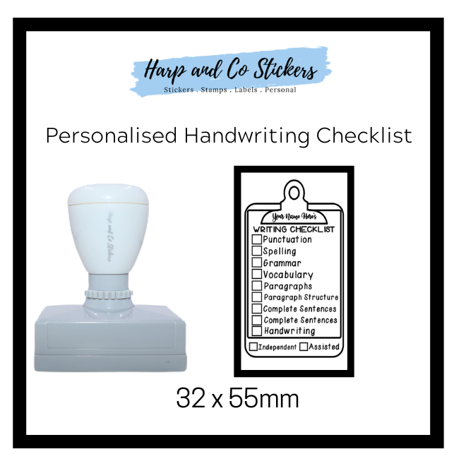 Personalised Rectangle 32 x 55mm stamp - Writing Checklist