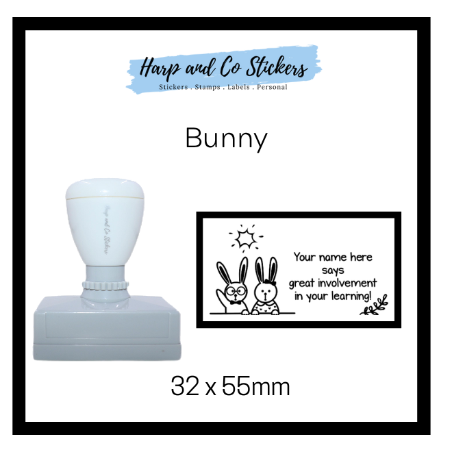 Personalised Rectangle 32 x 55mm stamp - Bunny